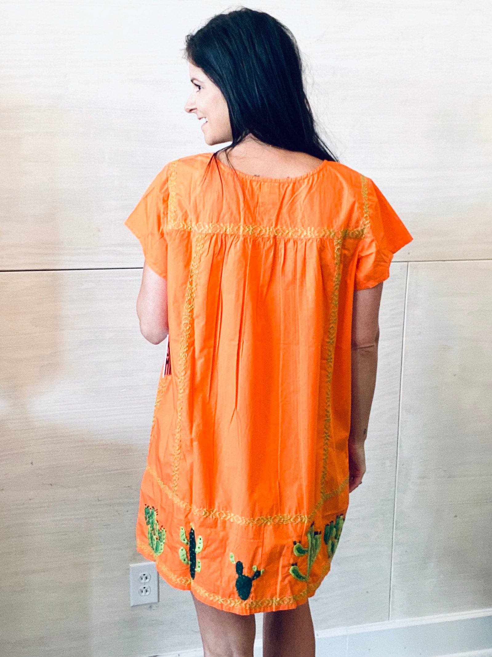 Sister Mary Lupe Orange Emb Dress